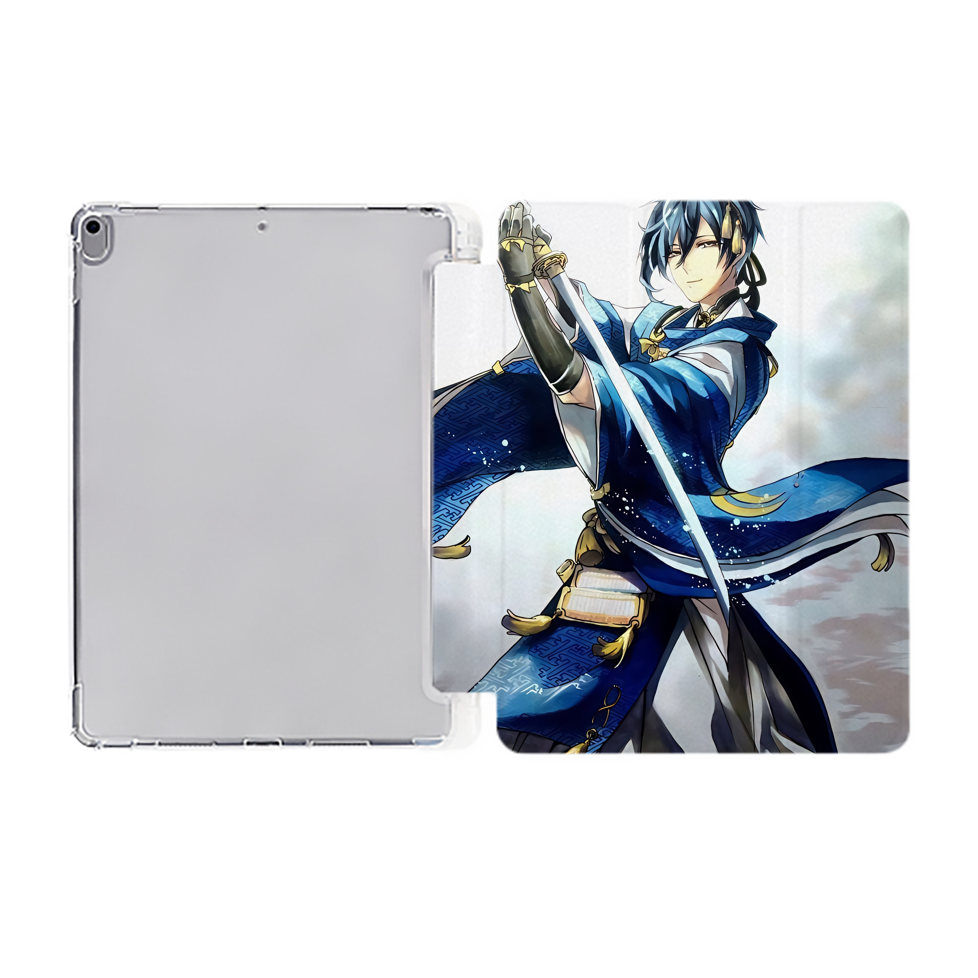 （画像用） 刀剣乱舞 Touken Ranbu IPad ケース ペン収納付き 三つ折りスタンド PUレザー×シリコン 対応機種9.5/10.5/10.9インチ